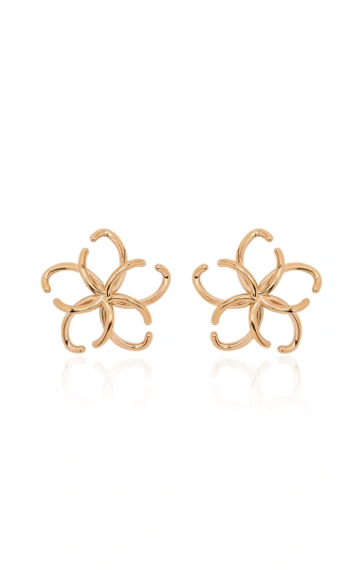 Oscar De La Renta Flower Hoop Earrings In Gold