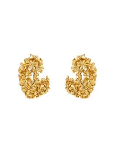 Oscar De La Renta Flower Hoop Earrings In Gold
