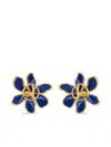 Oscar De La Renta O Enamel Flower Stud Earrings In Blue