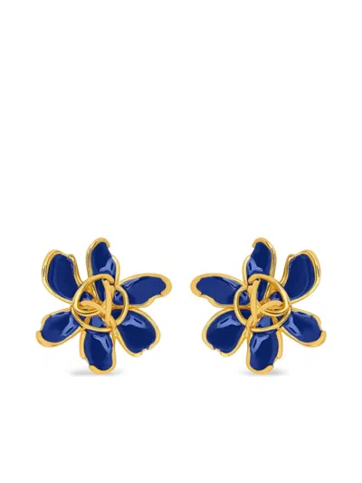 Oscar De La Renta Flower-knot Earrings In Blue