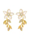 Oscar De La Renta Flower-leaf Crystal-embellished Earrings In Burgundy