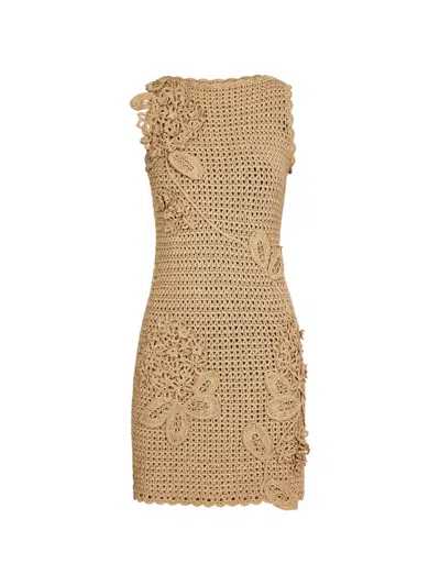 Oscar De La Renta Flower-motif Mini Dress In Brown