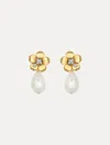 Oscar De La Renta Flower Pearl Drop Earrings