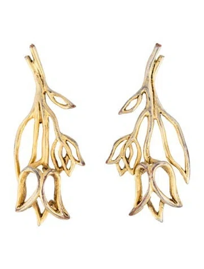 Pre-owned Oscar De La Renta Flower Petal Drop Earrings In Multicolor