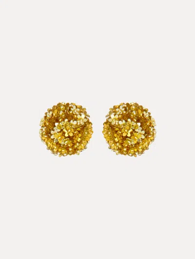 Oscar De La Renta Flower Pompom Clip-on Earrings In Yellow