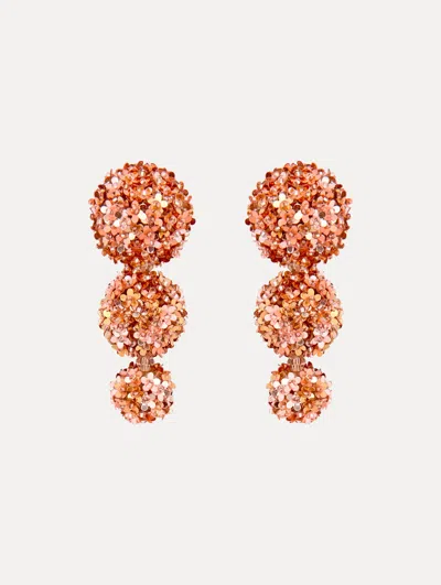 Oscar De La Renta Flower Pompom Drop Clip-on Earrings In Pink