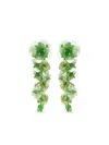 Oscar De La Renta Flower-sequin Dangling Earrings In Green