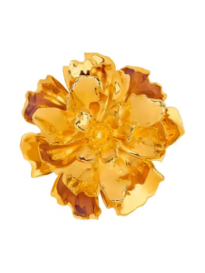 Oscar De La Renta Flower-shape Brooch In Red