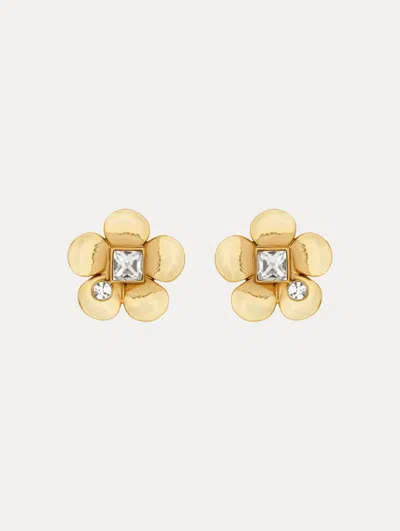 Oscar De La Renta Flower Stud Earrings In Gold