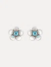 Oscar De La Renta Flower Stud Earrings In Blue