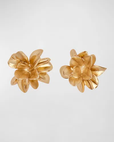 Oscar De La Renta Flower Stud Earrings In Gold