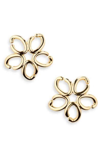 Oscar De La Renta Flower Stud Earrings In Gold