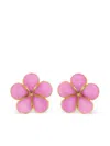 Oscar De La Renta Graphic Flower Enameled Stud Earrings In Pink
