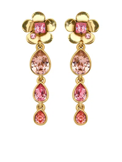 Oscar De La Renta Flower Teardrop Clip-on Earrings In Gold