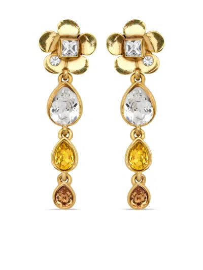 Oscar De La Renta Flower Teardrop Earrings In Gold