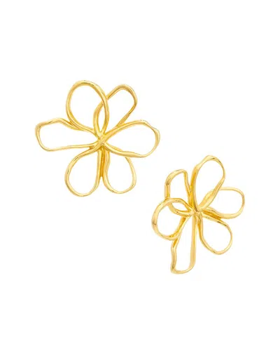 Oscar De La Renta Flower Thread Stud Earrings In Gold