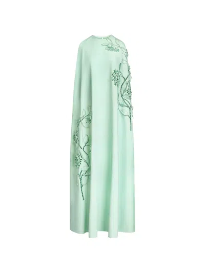 Oscar De La Renta Flower-cutouts Caftan Dress In Green