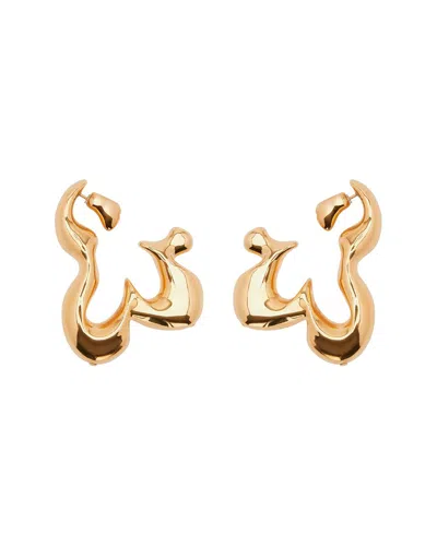 Oscar De La Renta Abstract Flower Hoop Earrings In Gold