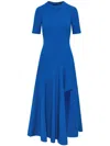 Oscar De La Renta Wave Detail Midi Dress In Blue