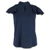 Oscar De La Renta Flutter Sleeve Blouse In Navy Blue Silk In Blue