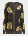 Oscar De La Renta Foil English Rose Cardigan