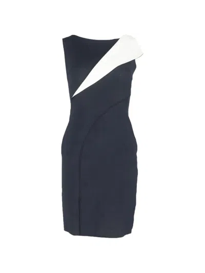 Pre-owned Oscar De La Renta Folded Pencil Dress In Blue