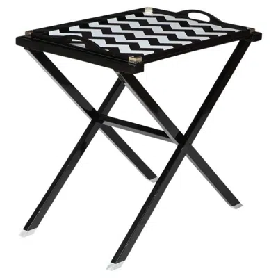 Pre-owned Oscar De La Renta For Lunt Folding Lacquered Tray Table In Black