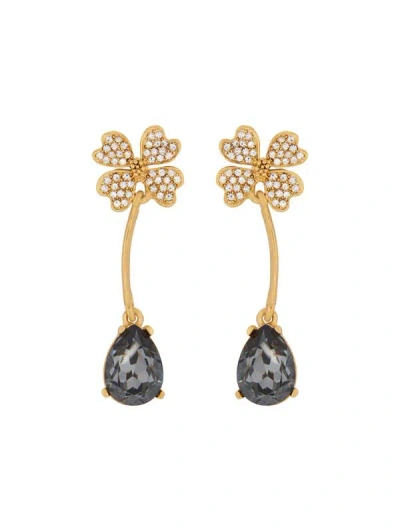 Oscar De La Renta Four-leaf Clover Drop Earrings In Crystal