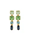 Oscar De La Renta Four-tier Drop Earrings In Green