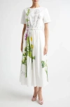 Oscar De La Renta Foxglove Cotton-blend Poplin Midi Dress In White