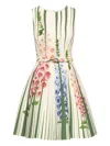 Oscar De La Renta Foxgloves Cotton Poplin Dress In Multi
