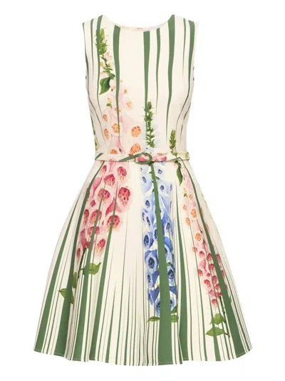 OSCAR DE LA RENTA FOXGLOVE BELTED DRESS