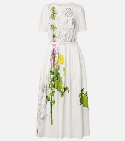 OSCAR DE LA RENTA FOXGLOVE COTTON-BLEND POPLIN MIDI DRESS