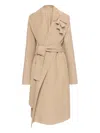 Oscar De La Renta Foxglove Embroidered Belted Coat In Neutral