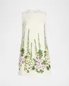 Oscar De La Renta Foxglove Embroidered Tweed Mini Shift Dress In Multi