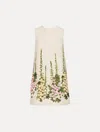 Oscar De La Renta Foxglove Embroidered Tweed Shift Dress In White