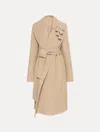 Oscar De La Renta Foxglove Embroidered Belted Coat In Neutral