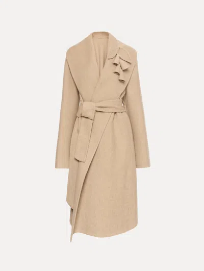 OSCAR DE LA RENTA FOXGLOVE EMBROIDERED WOOL COAT