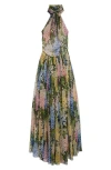Oscar De La Renta Foxglove Gathered Silk Chiffon Gown In Green