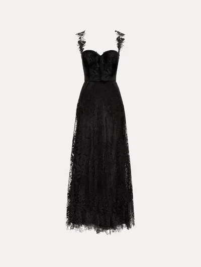 Oscar De La Renta Foxglove Guipure Cocktail Dress In Black
