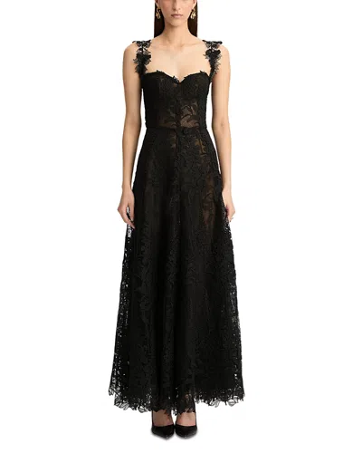 Oscar De La Renta Foxglove Lace Dress In Black