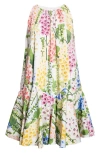 Oscar De La Renta Foxglove Print Sleeveless Stretch Cotton Dress In Multi