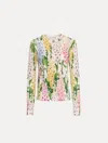 Oscar De La Renta Foxglove Cardigan Mit Print In White