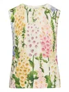 Oscar De La Renta Foxglove Printed Tank Top In White
