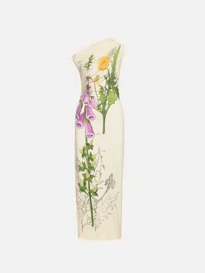 OSCAR DE LA RENTA FOXGLOVE SKETCH JERSEY DRESS