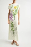 Oscar De La Renta Off-the-shoulder Foxglove Draped Jersey Maxi Dress In Neutral