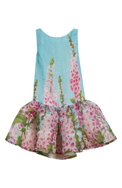 Oscar De La Renta Foxglove Sleeveless Silk Blend Fit & Flare Dress In Multi