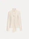 Oscar De La Renta Foxglove Tie-neck Georgette Blouse In Neutral