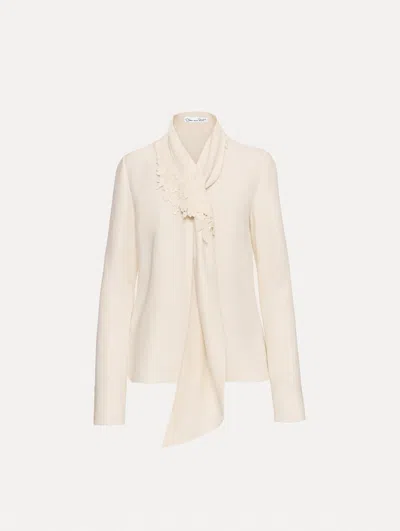 OSCAR DE LA RENTA FOXGLOVE TIE-NECK GEORGETTE BLOUSE
