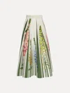Oscar De La Renta Foxglove Trompe Loeil Cotton Poplin Skirt In Multi